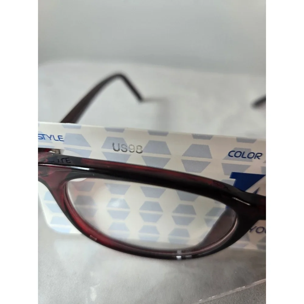 Four You‎ US98 Burgundy Eyeglass Frames Women 49-20-145 Sturdy Glasses New
